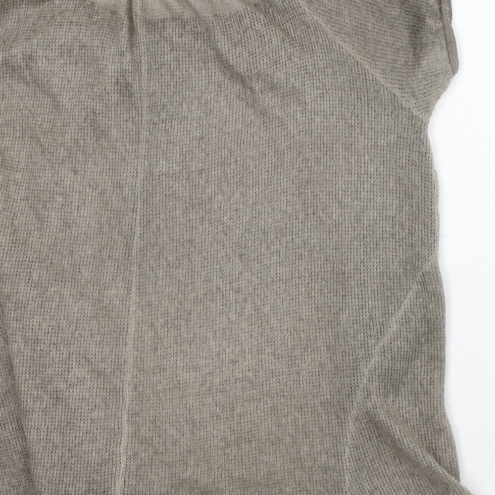 Preworn Womens Brown  Polyester Tunic T-Shirt Size L Round Neck - Lace Trim