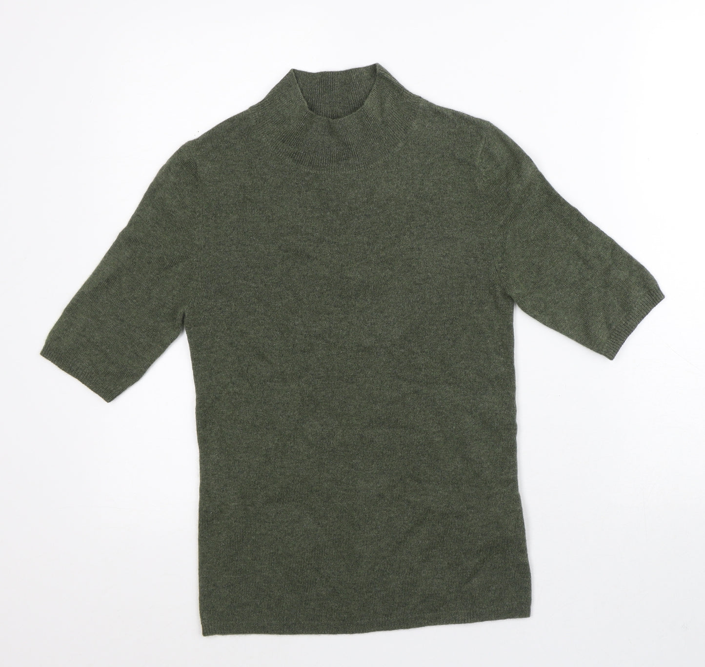 NotShy Womens Green  Cashmere Basic T-Shirt Size S High Neck