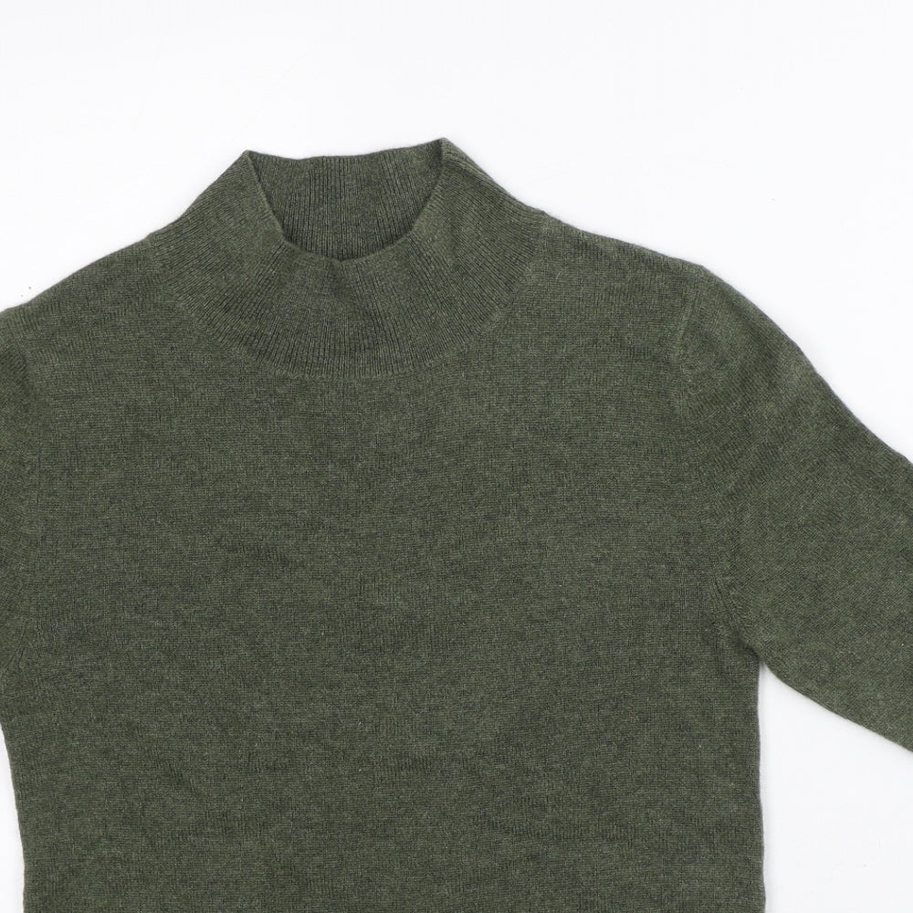 NotShy Womens Green  Cashmere Basic T-Shirt Size S High Neck