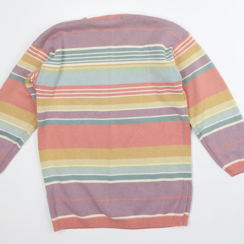 Jumpers Womens Multicoloured Crew Neck Striped Cotton Pullover Jumper Size S