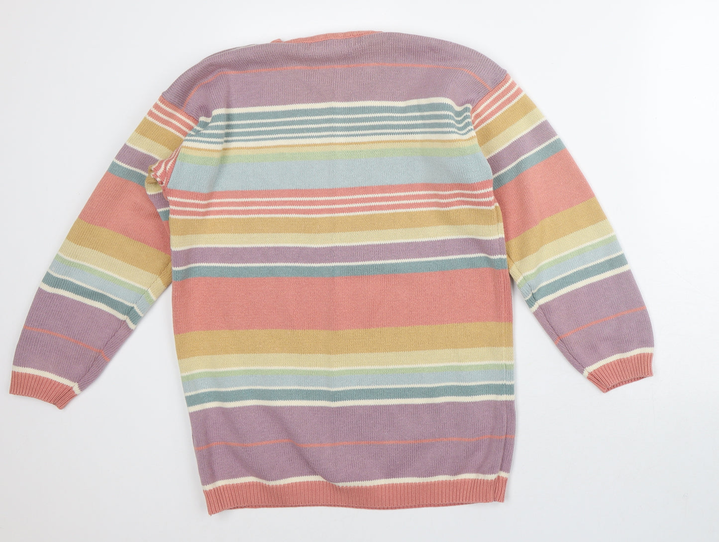 Jumpers Womens Multicoloured Crew Neck Striped Cotton Pullover Jumper Size S