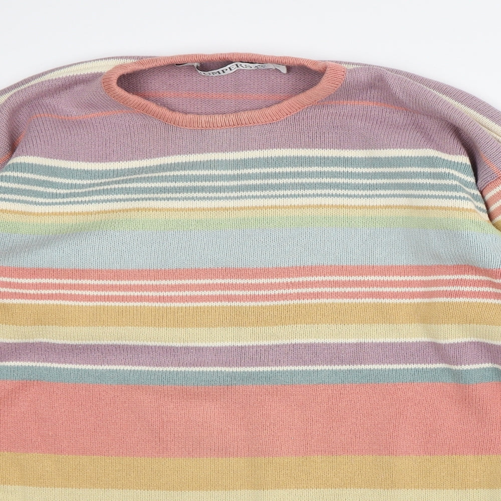Jumpers Womens Multicoloured Crew Neck Striped Cotton Pullover Jumper Size S