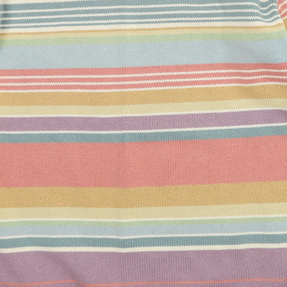 Jumpers Womens Multicoloured Crew Neck Striped Cotton Pullover Jumper Size S