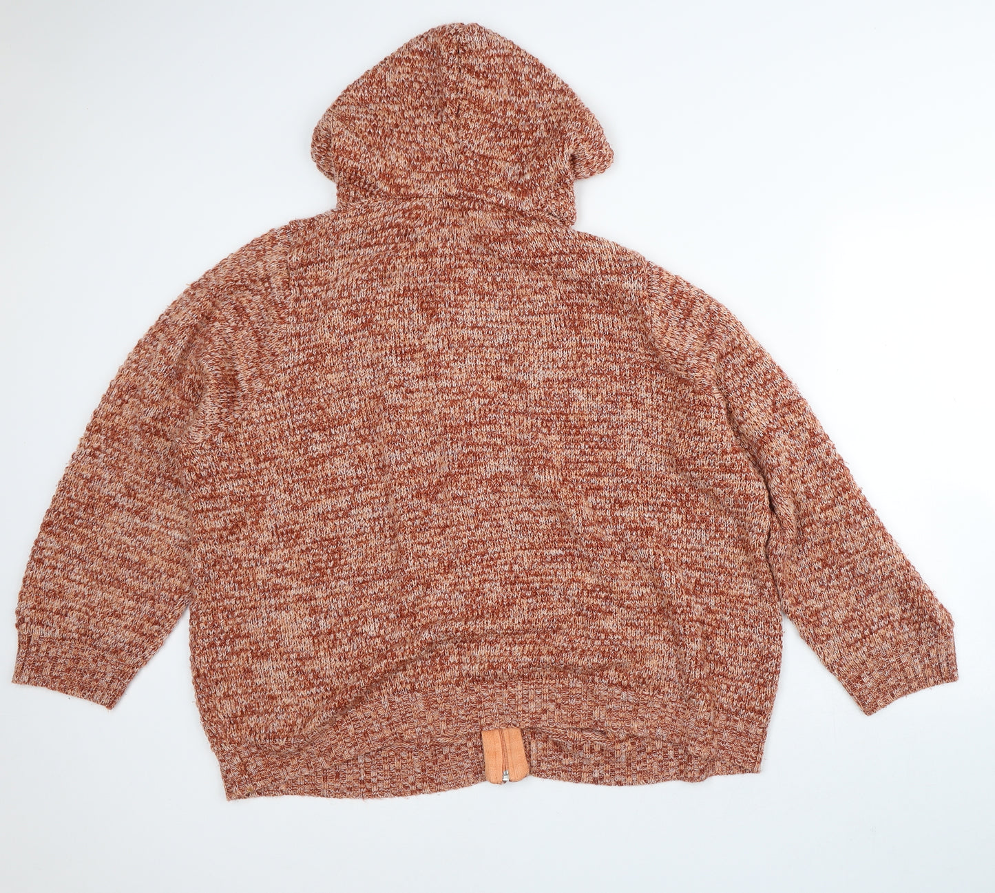 Cotton Traders Womens Orange Geometric Acrylic Pullover Hoodie Size 24   - Fleece Lined