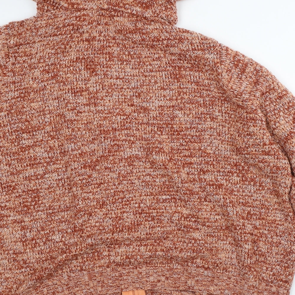 Cotton Traders Womens Orange Geometric Acrylic Pullover Hoodie Size 24   - Fleece Lined