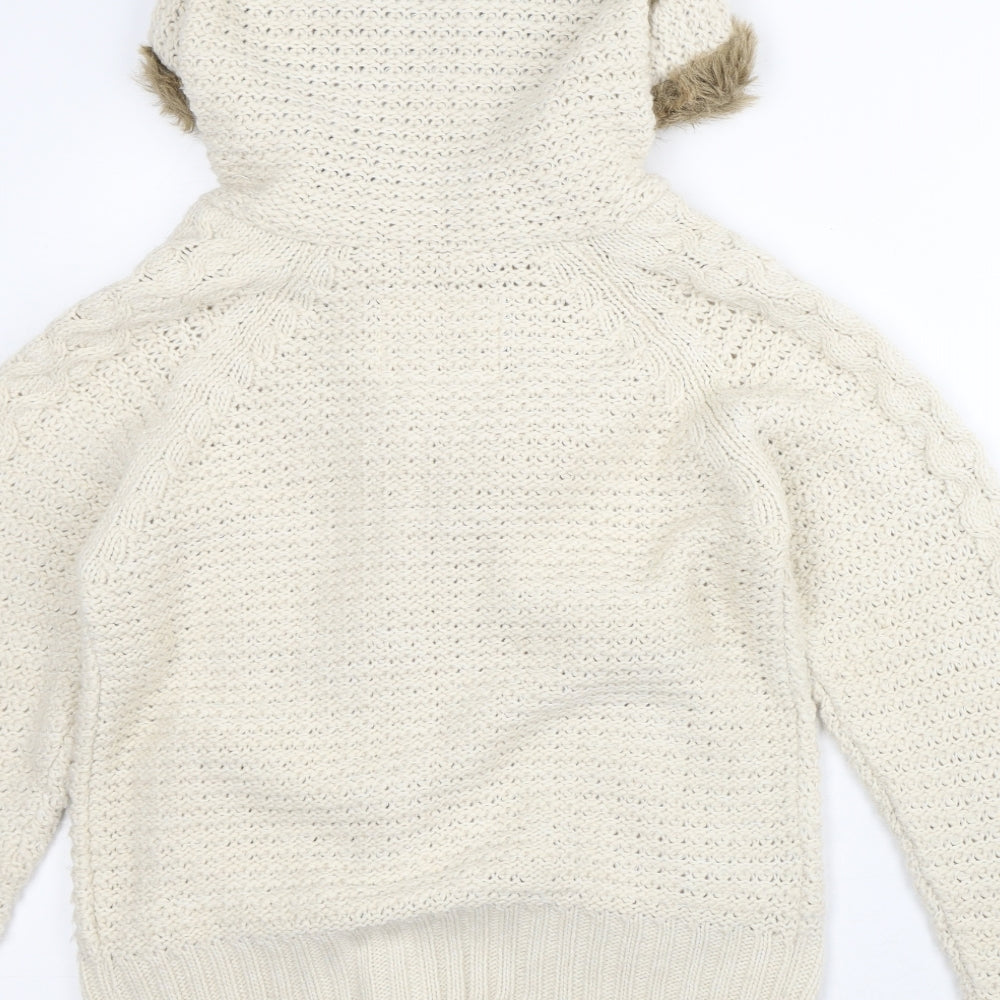 Atmosphere Womens White  Acrylic Pullover Hoodie Size 12