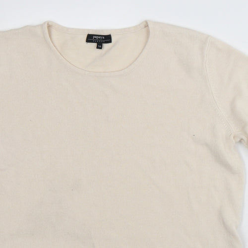 Papaya Womens Beige  Acrylic Pullover Sweatshirt Size 16