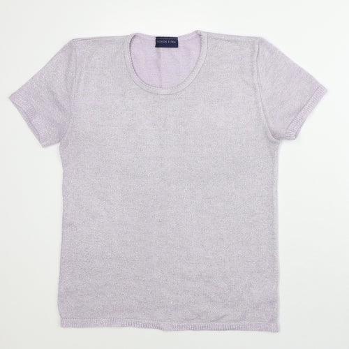 Fashion Extra Womens Purple  Acrylic Basic T-Shirt Size 12 Round Neck