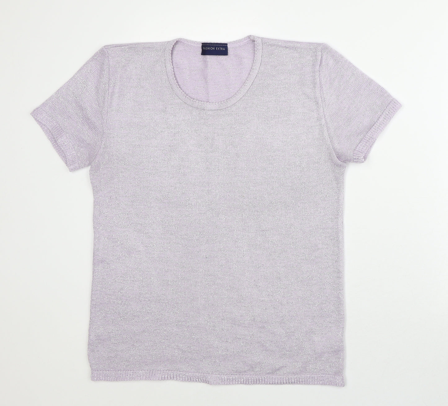 Fashion Extra Womens Purple  Acrylic Basic T-Shirt Size 12 Round Neck