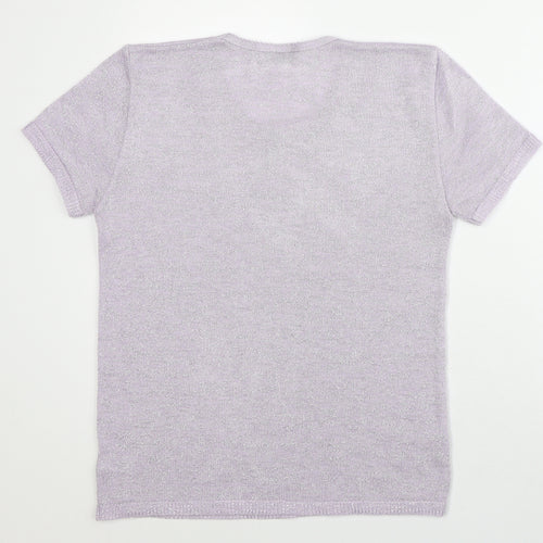 Fashion Extra Womens Purple  Acrylic Basic T-Shirt Size 12 Round Neck