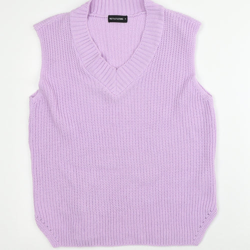 PRETTYLITTLETHING Womens Pink V-Neck  Acrylic Vest Jumper Size S