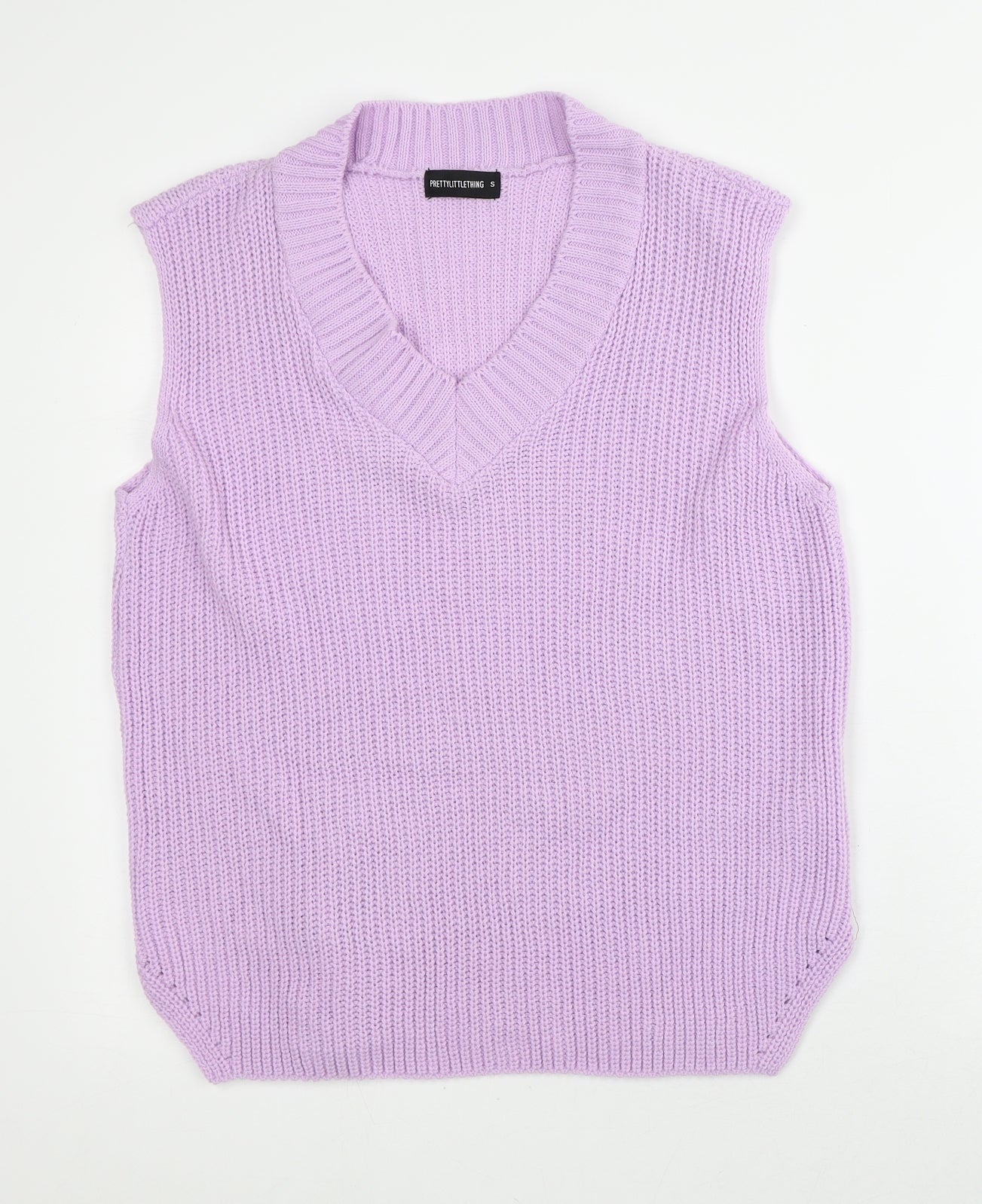 PRETTYLITTLETHING Womens Pink V-Neck  Acrylic Vest Jumper Size S