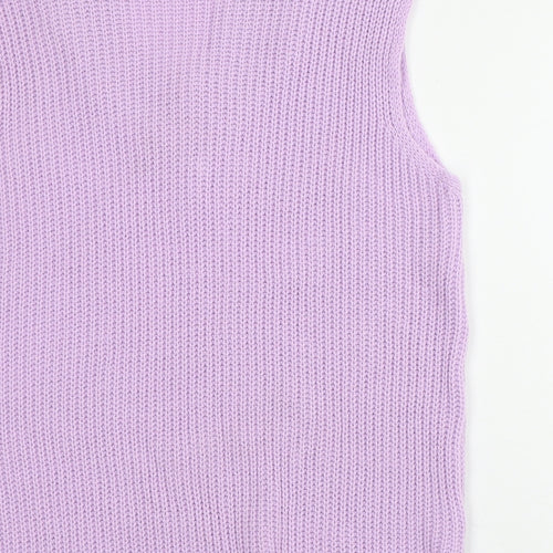 PRETTYLITTLETHING Womens Pink V-Neck  Acrylic Vest Jumper Size S