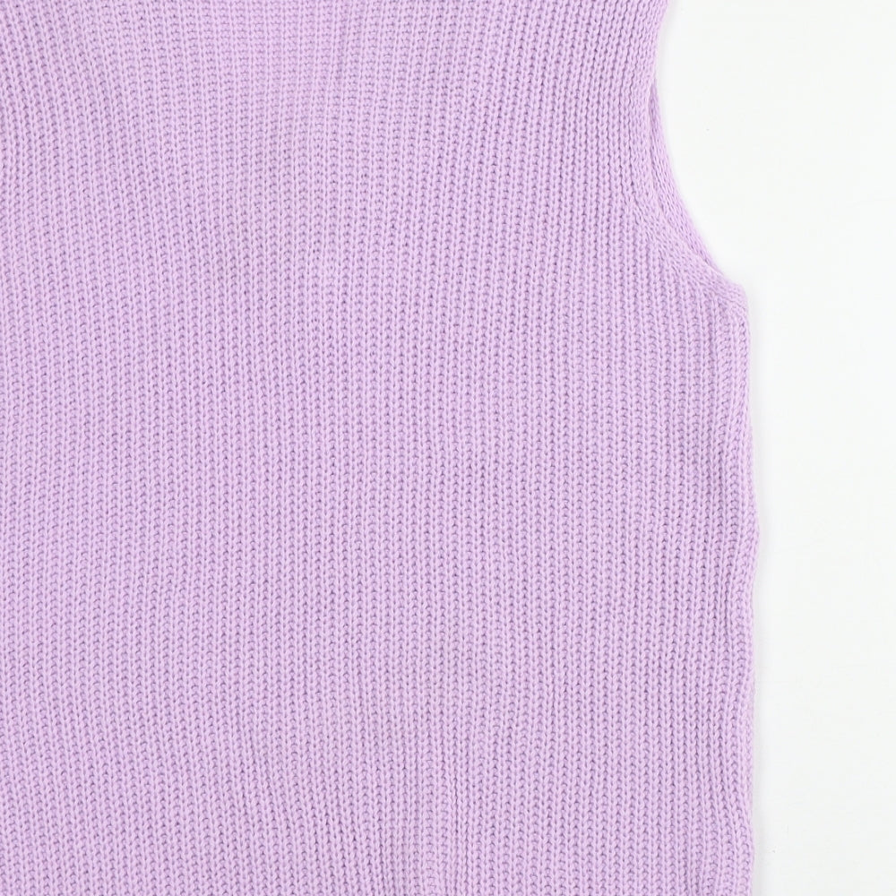 PRETTYLITTLETHING Womens Pink V-Neck  Acrylic Vest Jumper Size S