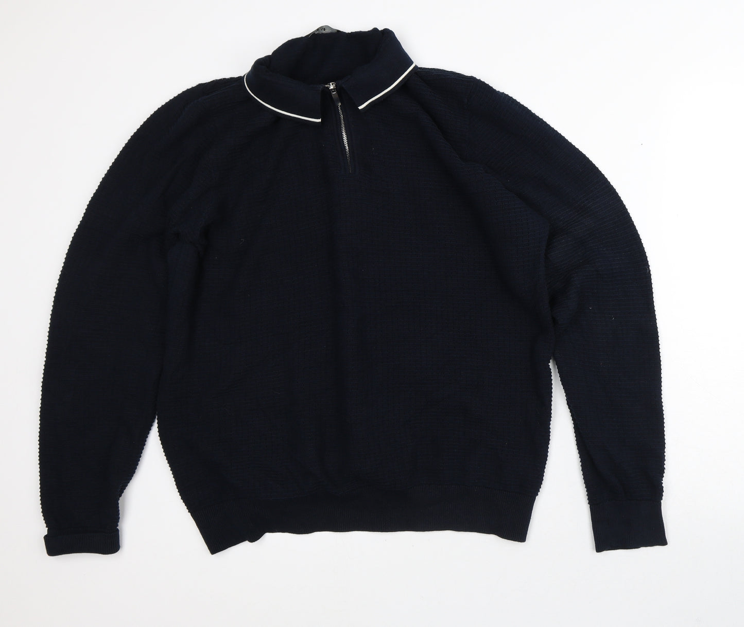 F&F Mens Black Striped Cotton Pullover Sweatshirt Size XL