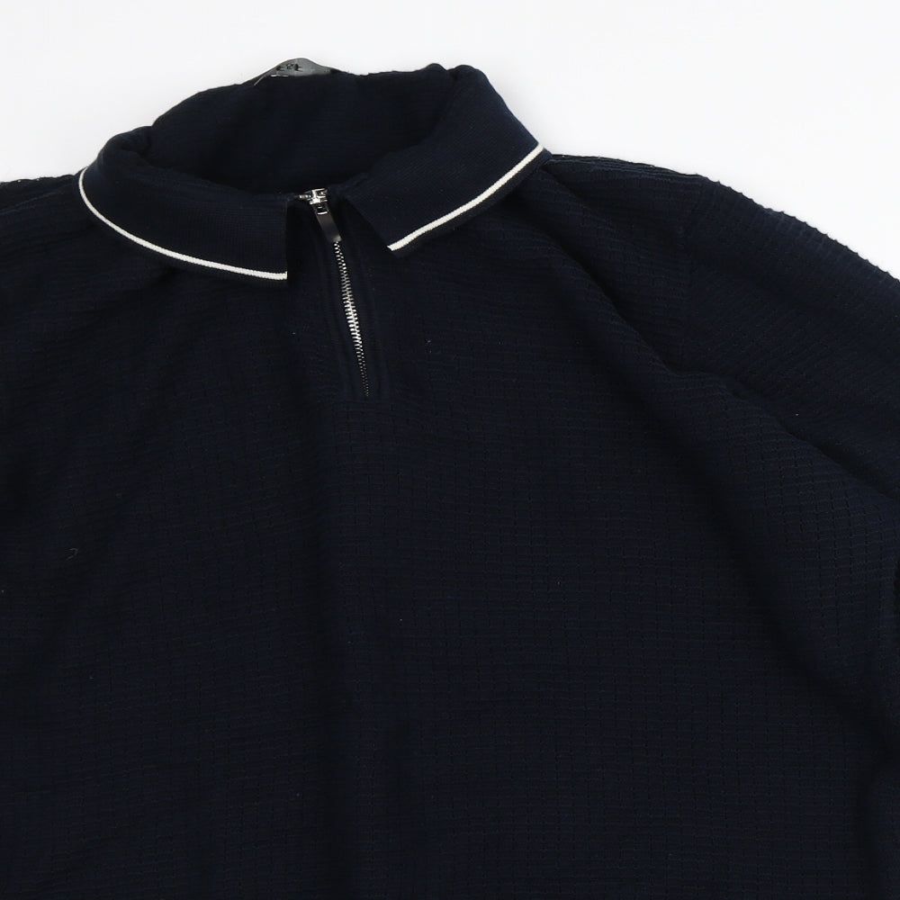 F&F Mens Black Striped Cotton Pullover Sweatshirt Size XL