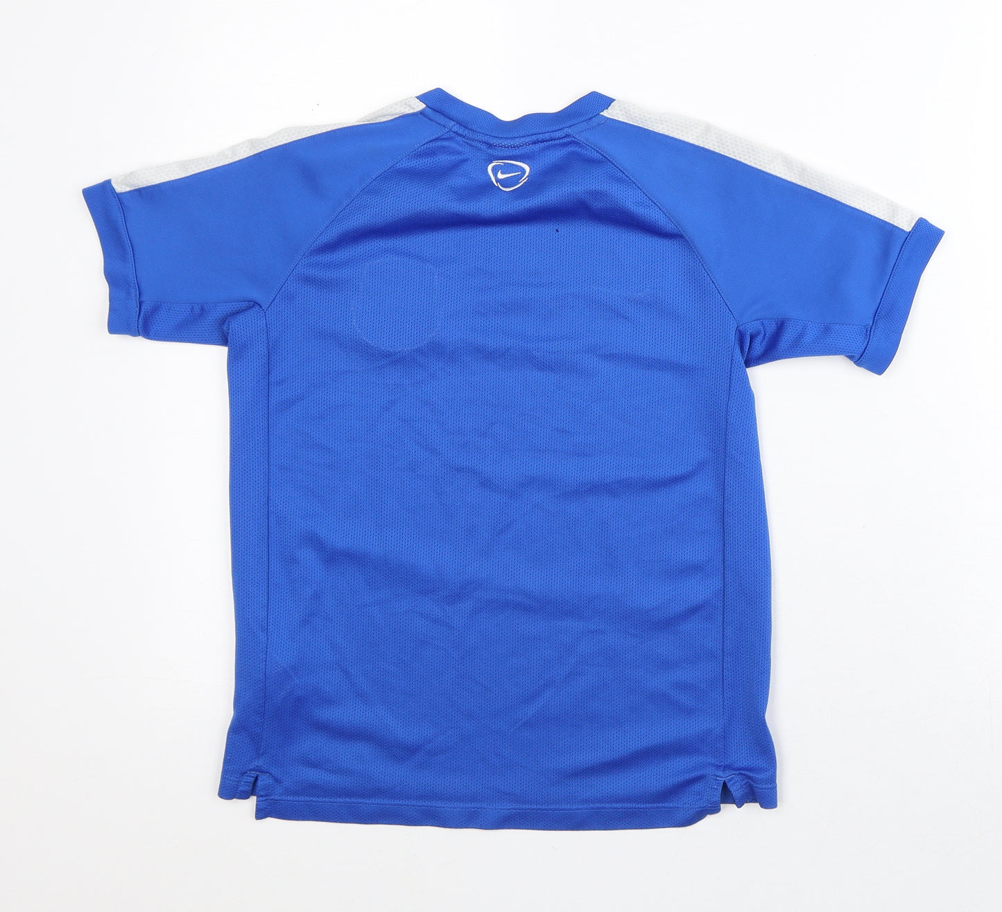 Dri-Fit Boys Blue Striped Polyester Pullover T-Shirt Size M Crew Neck  - Activewear