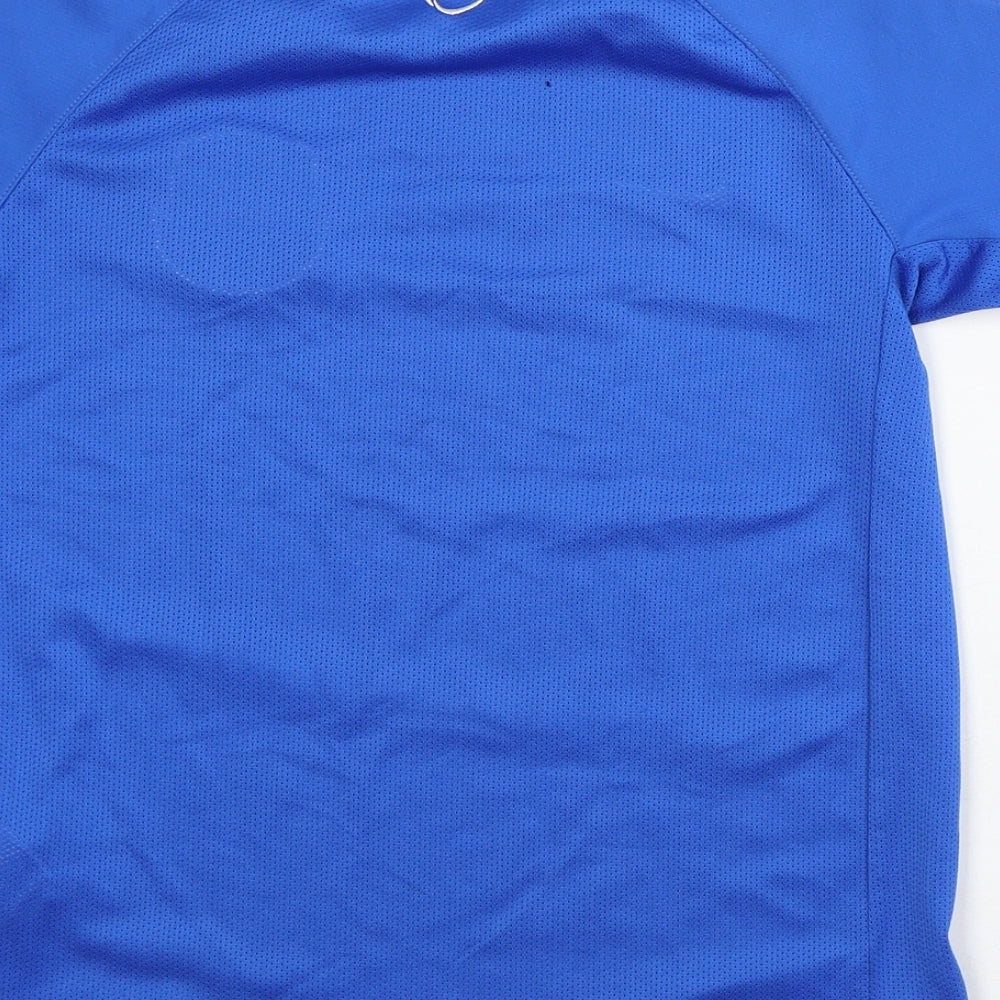 Dri-Fit Boys Blue Striped Polyester Pullover T-Shirt Size M Crew Neck  - Activewear