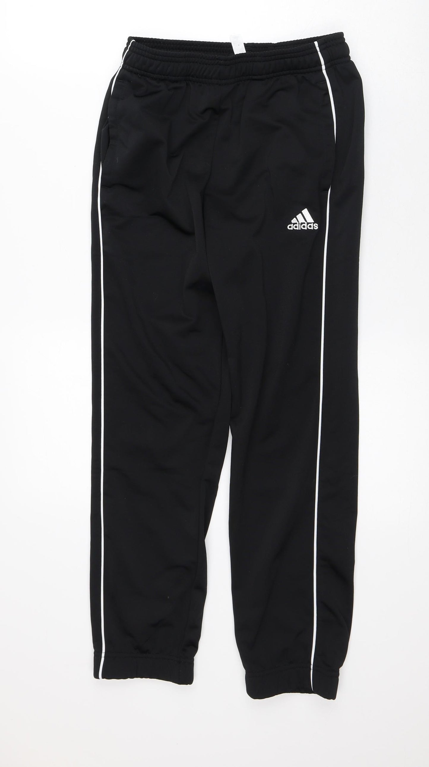 adidas Boys Black Striped Polyester Jogger Trousers Size 11-12 Years  Regular