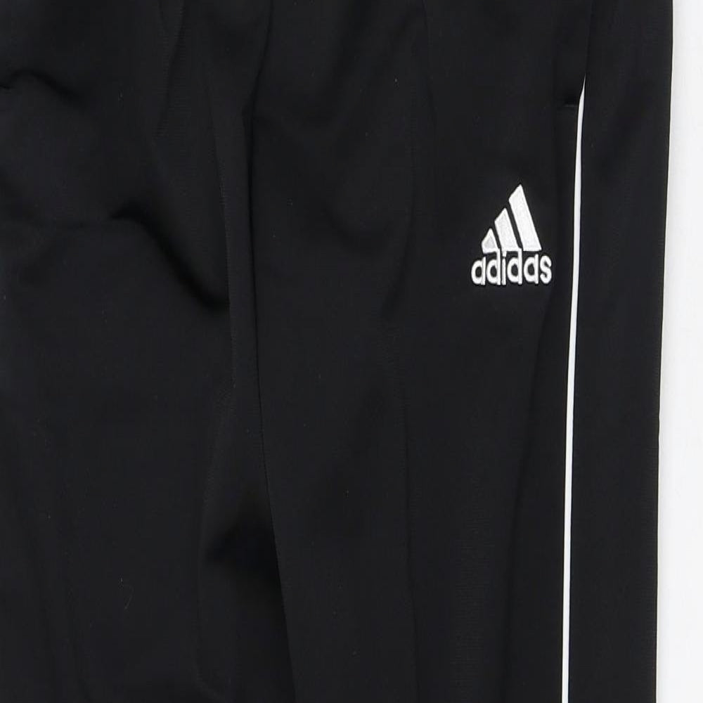 adidas Boys Black Striped Polyester Jogger Trousers Size 11-12 Years  Regular