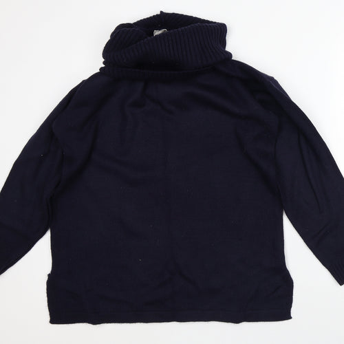Classic Womens Blue Roll Neck  Acrylic Pullover Jumper Size 14
