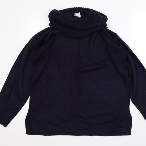 Classic Womens Blue Roll Neck  Acrylic Pullover Jumper Size 14