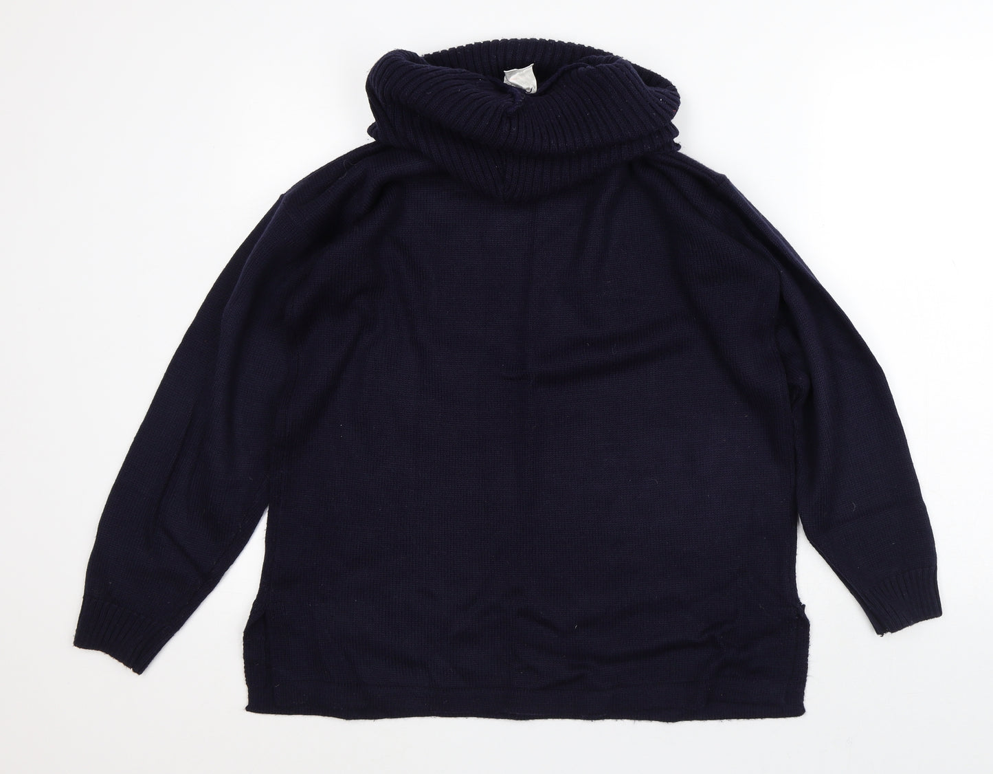 Classic Womens Blue Roll Neck  Acrylic Pullover Jumper Size 14
