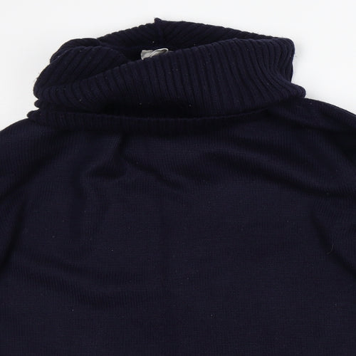 Classic Womens Blue Roll Neck  Acrylic Pullover Jumper Size 14