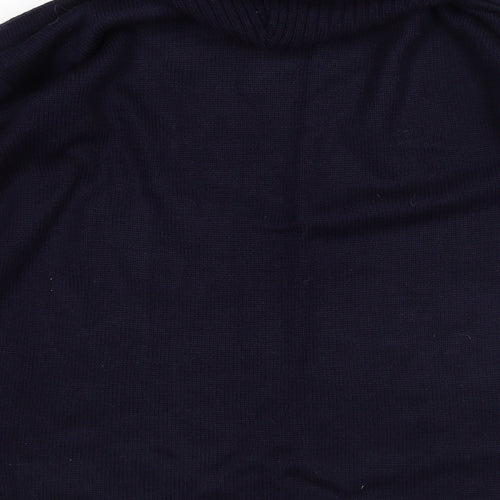 Classic Womens Blue Roll Neck  Acrylic Pullover Jumper Size 14