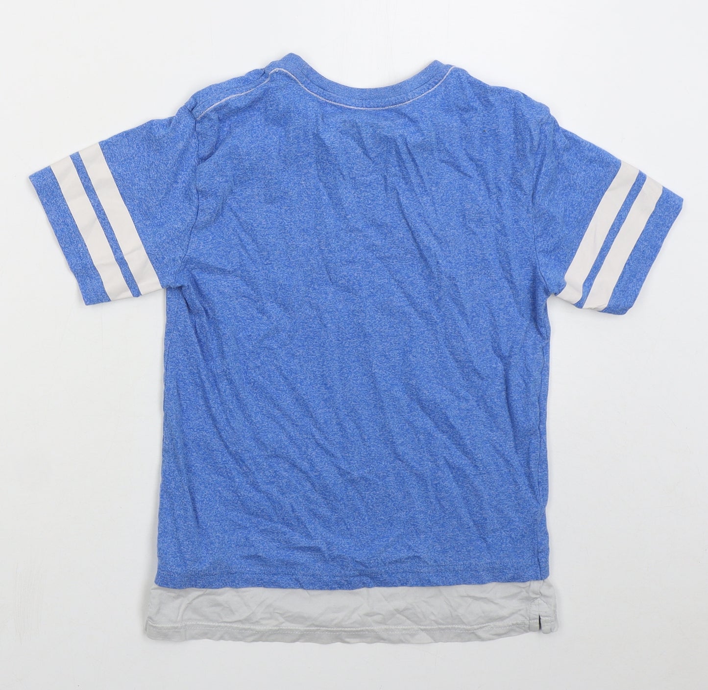 F&F Boys Blue  Cotton Basic T-Shirt Size 8-9 Years Crew Neck Pullover - Harlem