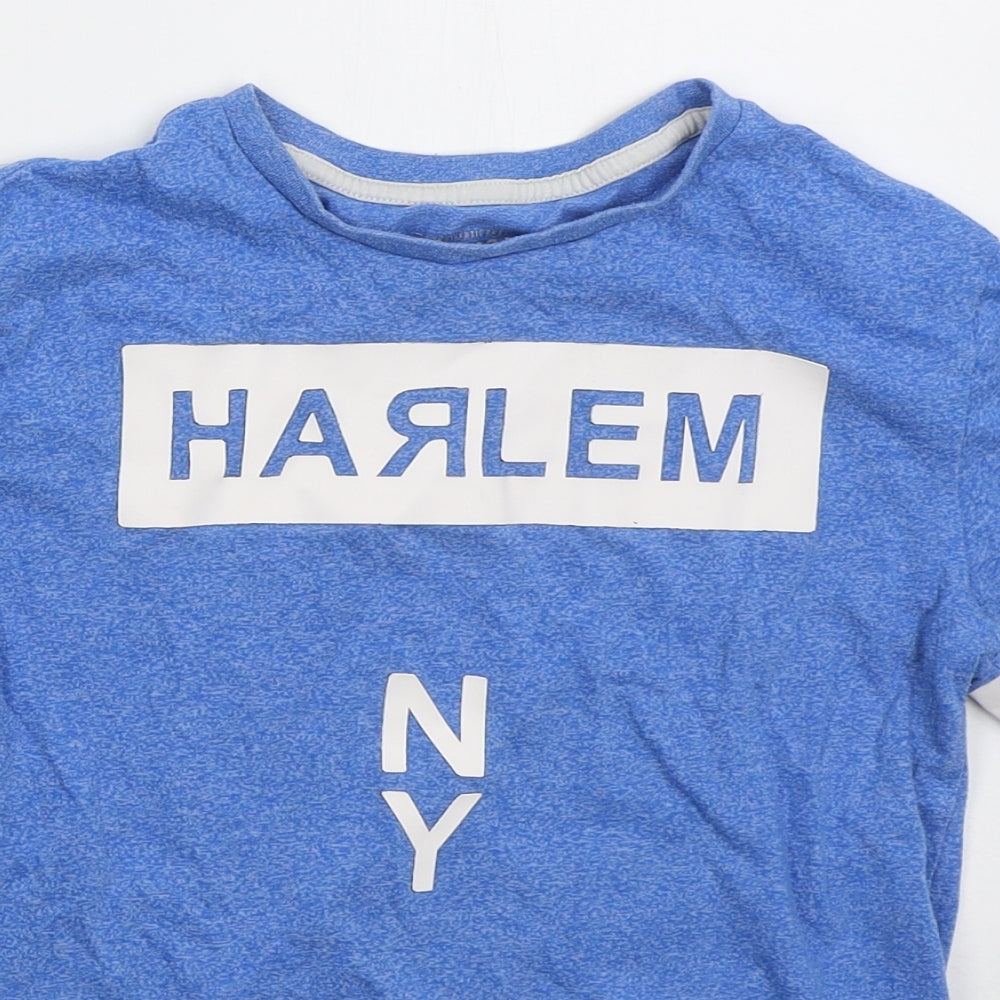 F&F Boys Blue  Cotton Basic T-Shirt Size 8-9 Years Crew Neck Pullover - Harlem