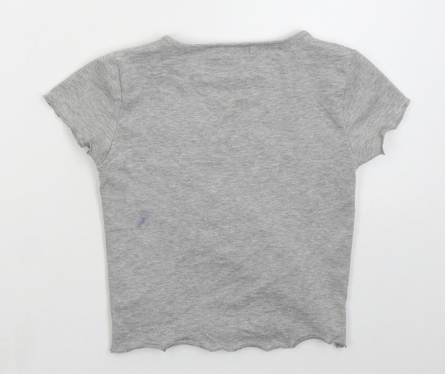 Denim Co Girls Grey  Cotton Basic T-Shirt Size 10-11 Years Crew Neck Pullover - No Bad Vibes