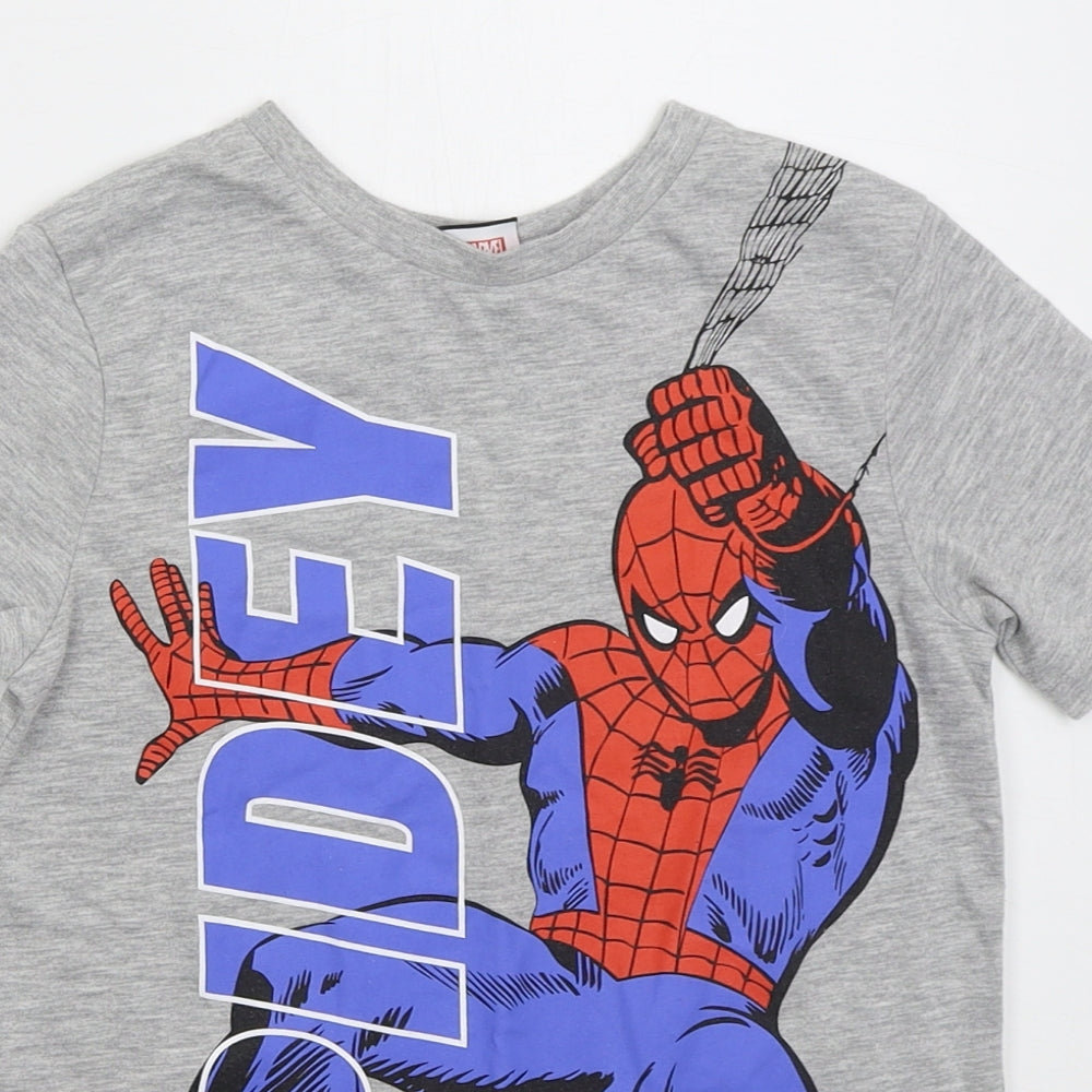 George Boys Grey  Polyester Basic T-Shirt Size 7-8 Years Crew Neck Pullover - Spidey