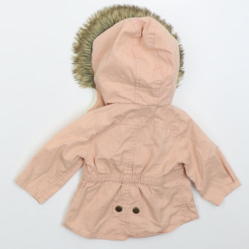 mamas & papas Girls Pink   Parka Coat Size 3-6 Months   Zip