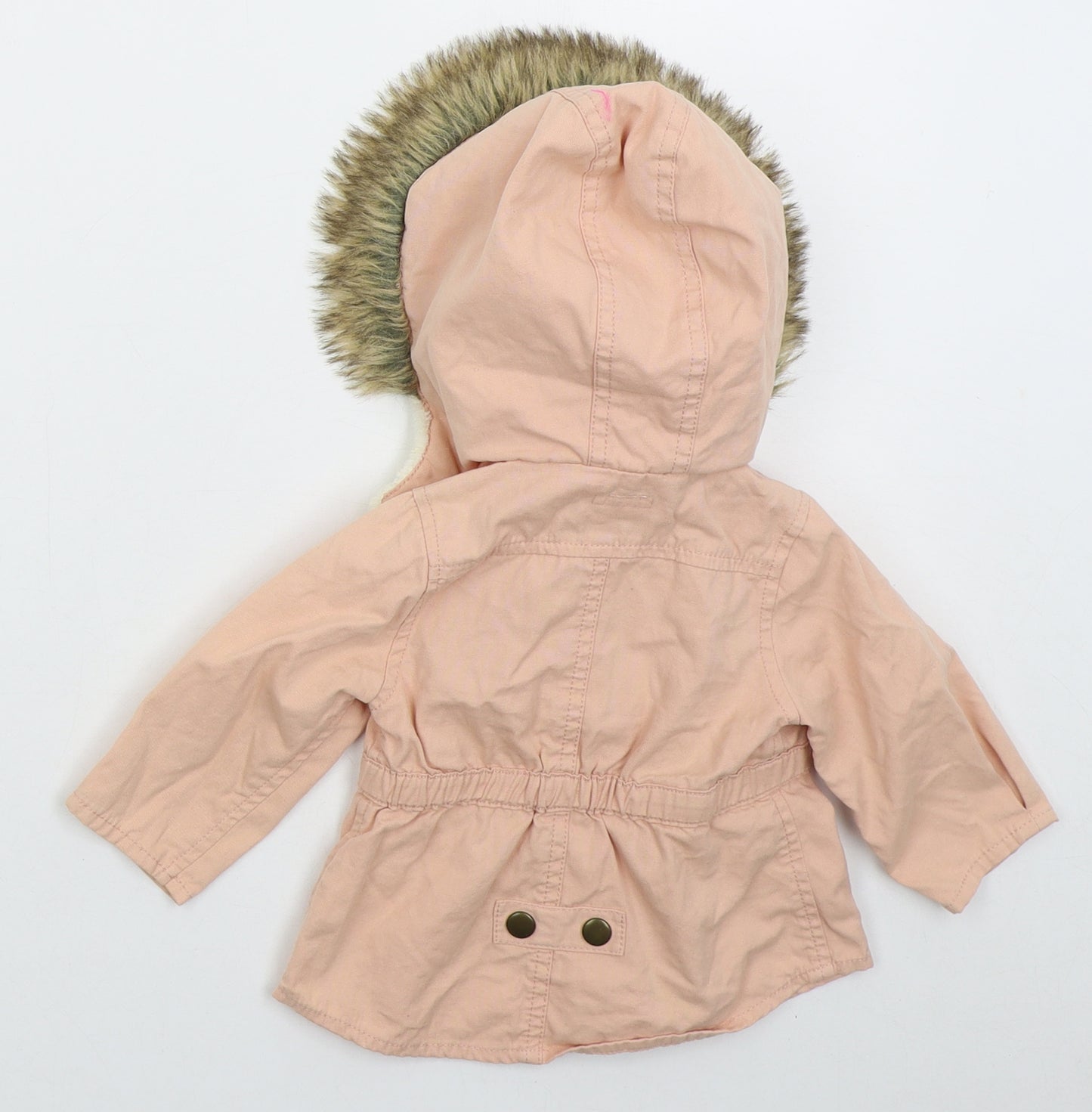 mamas & papas Girls Pink   Parka Coat Size 3-6 Months   Zip