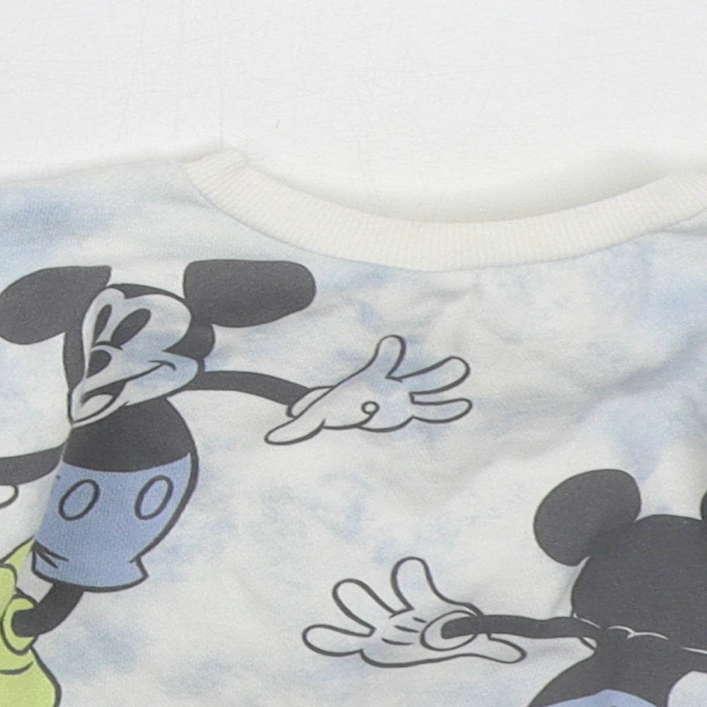 TU Boys White  Cotton Basic T-Shirt Size 12-18 Months Crew Neck Pullover - Mickey Mouse