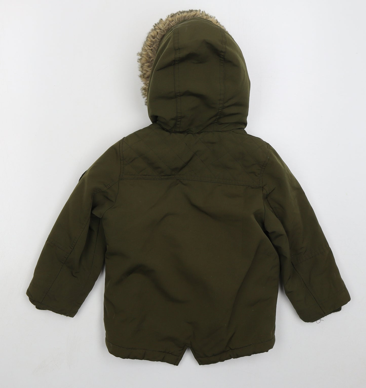 George Boys Green   Parka Coat Size 3-4 Years  Zip