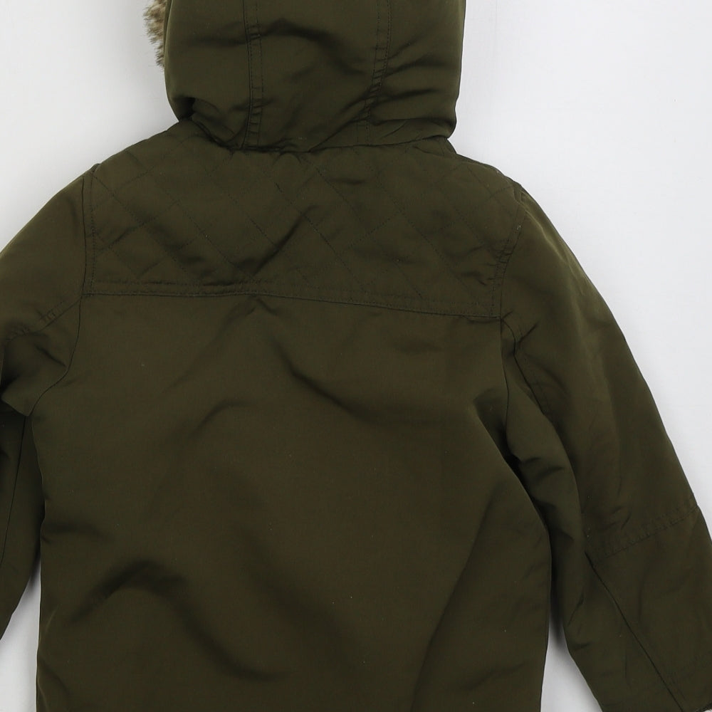 George Boys Green   Parka Coat Size 3-4 Years  Zip