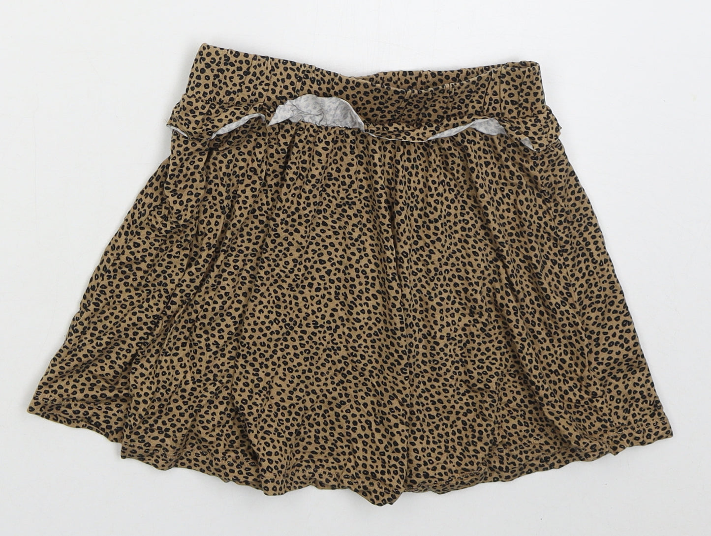 George Girls Beige Animal Print Viscose Skater Skirt Size 6-7 Years  Regular