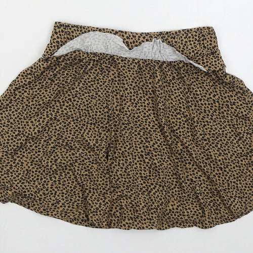 George Girls Beige Animal Print Viscose Skater Skirt Size 6-7 Years  Regular
