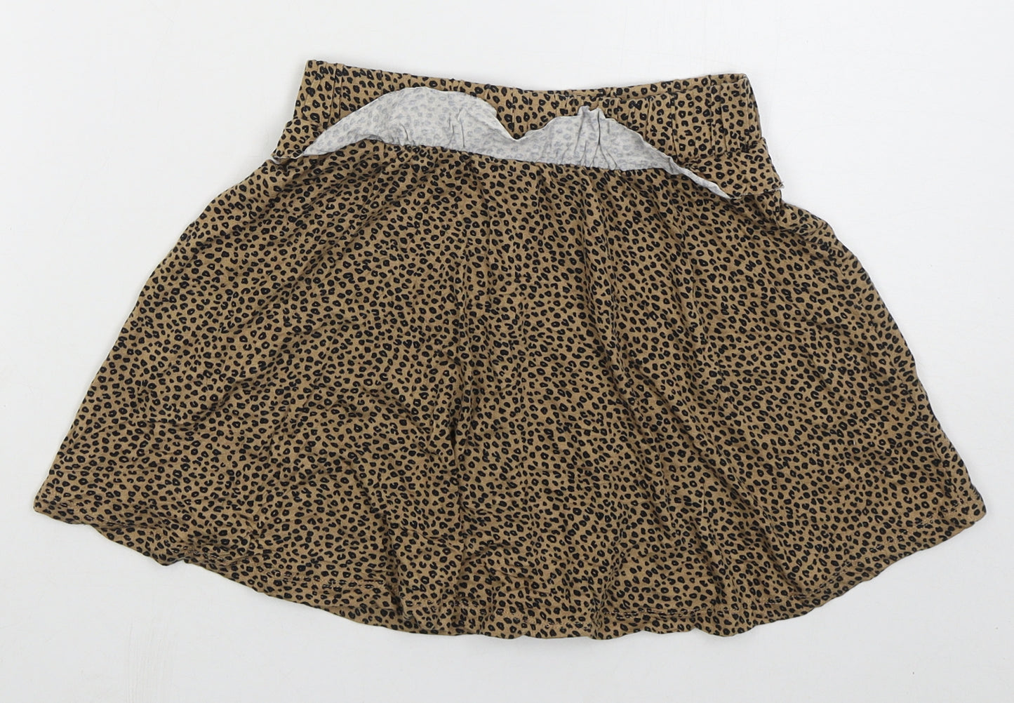 George Girls Beige Animal Print Viscose Skater Skirt Size 6-7 Years  Regular