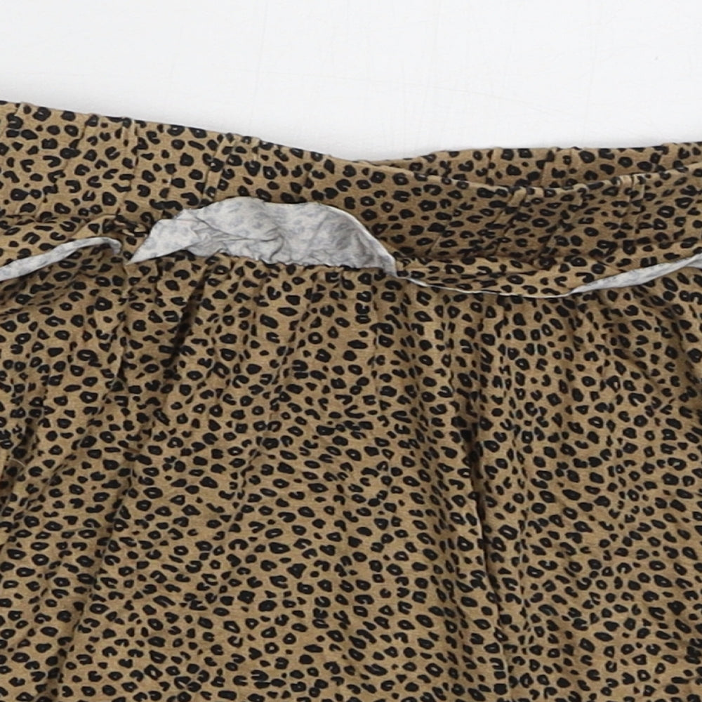 George Girls Beige Animal Print Viscose Skater Skirt Size 6-7 Years  Regular