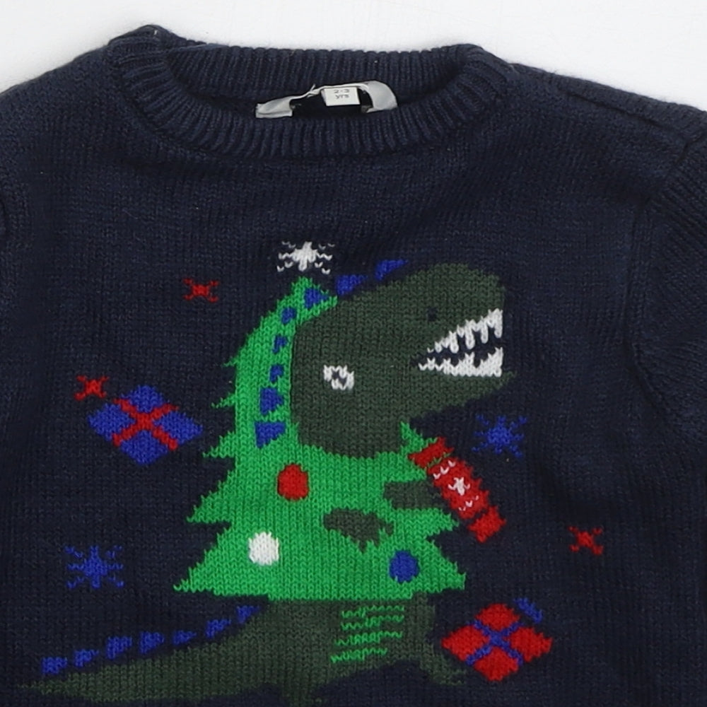 Urban Rascals Boys Blue Crew Neck  Acrylic Pullover Jumper Size 2-3 Years  Pullover - Tree Rex