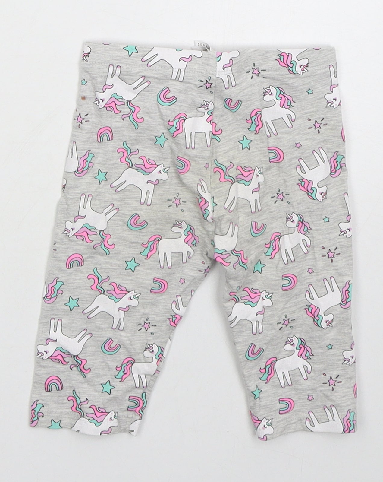 Dunnes Girls Grey  Cotton Capri Leggings Size 18-24 Months   - Unicorns