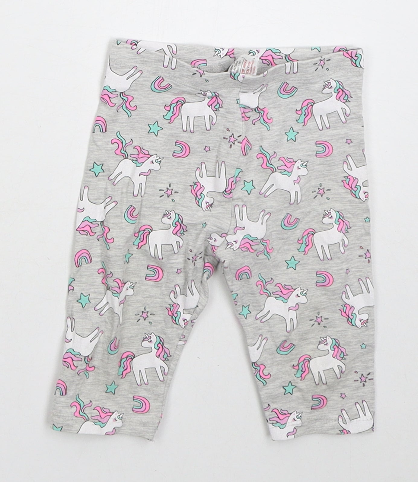 Dunnes Girls Grey  Cotton Capri Leggings Size 18-24 Months   - Unicorns