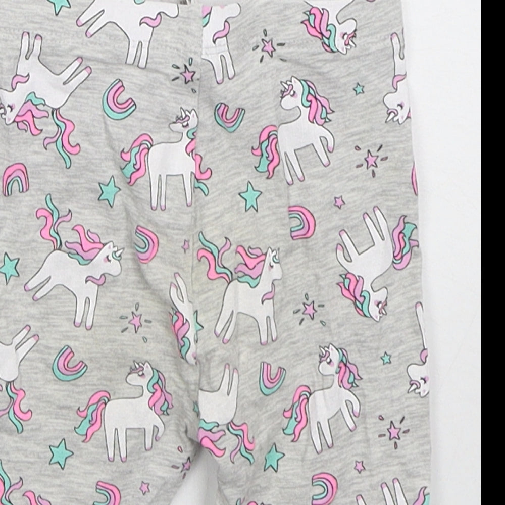 Dunnes Girls Grey  Cotton Capri Leggings Size 18-24 Months   - Unicorns