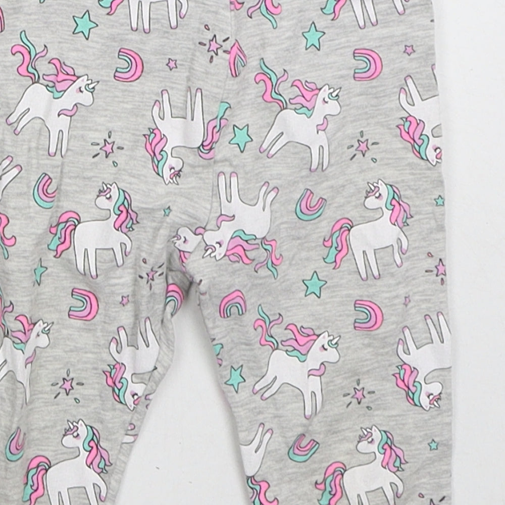 Dunnes Girls Grey  Cotton Capri Leggings Size 18-24 Months   - Unicorns