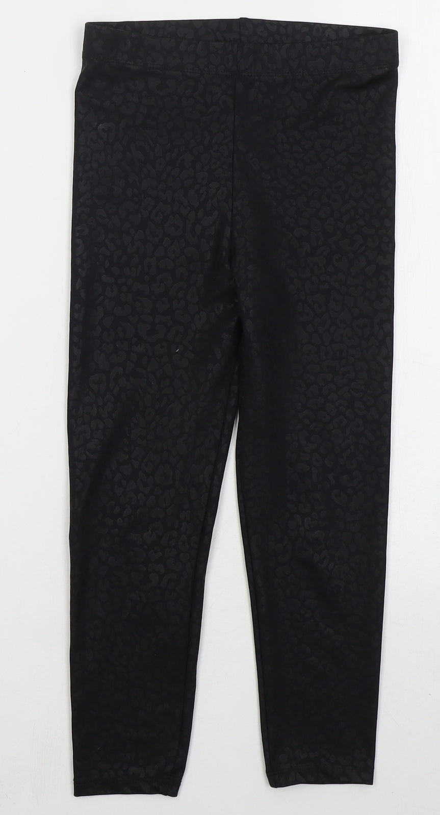 George Girls Black Animal Print Polyester Carrot Trousers Size 8-9 Years  Regular
