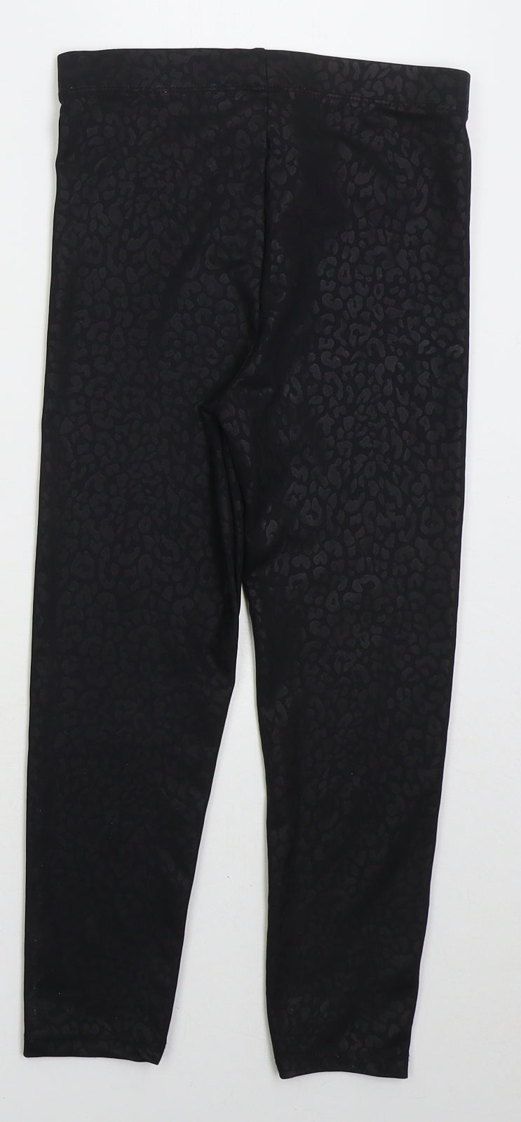 George Girls Black Animal Print Polyester Carrot Trousers Size 8-9 Years  Regular