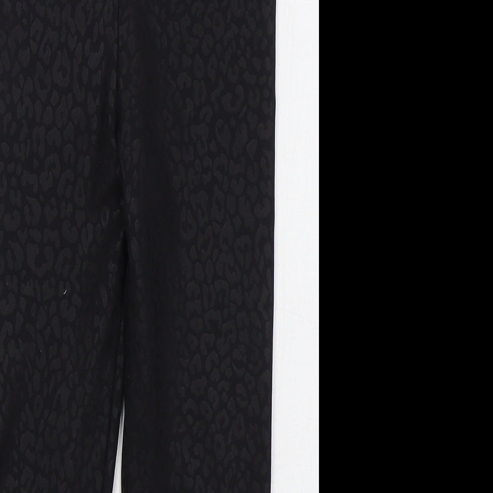 George Girls Black Animal Print Polyester Carrot Trousers Size 8-9 Years  Regular